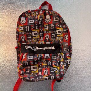 Walt Disney World Disney Parks Authentic Backpack‎ Mickey Faces Red Black Yellow